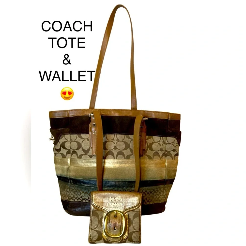 Coach Tote No. F11529 VINTAGE PATCHWORK EDITION shoulderbag and Wallet set - Picture 1 of 10